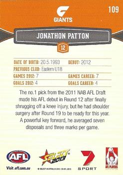 2013 Select AFL Champions #109 Jonathon Patton Back